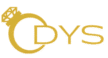 Gold logo for DYS featuring a diamond ring icon forming the curve of the letter D.